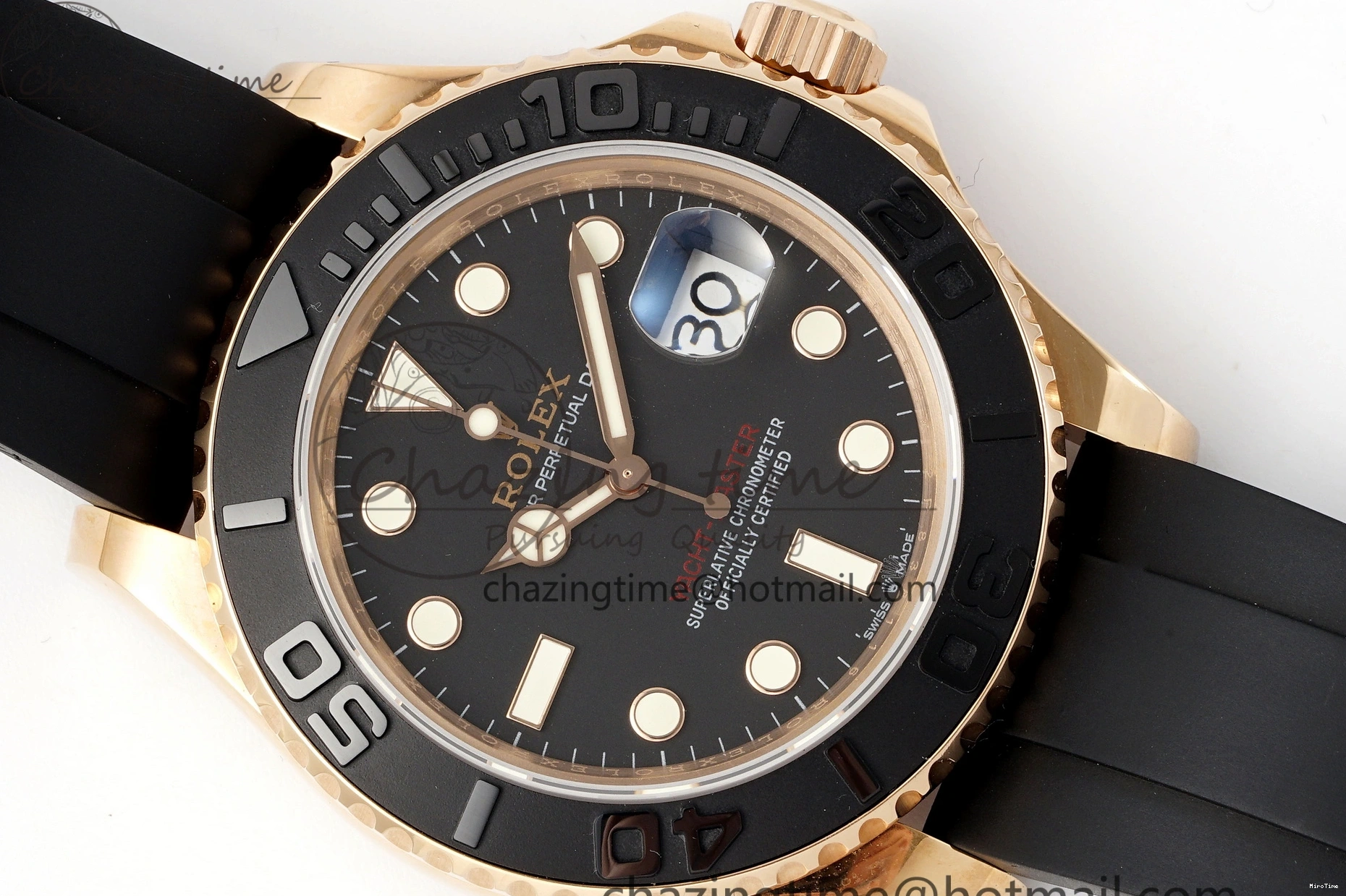 MiroTime 0213 RelaxedFit Yacht-Master 126655 RG APSF Best Edition Black Dial on Black Rubber Strap A 1949